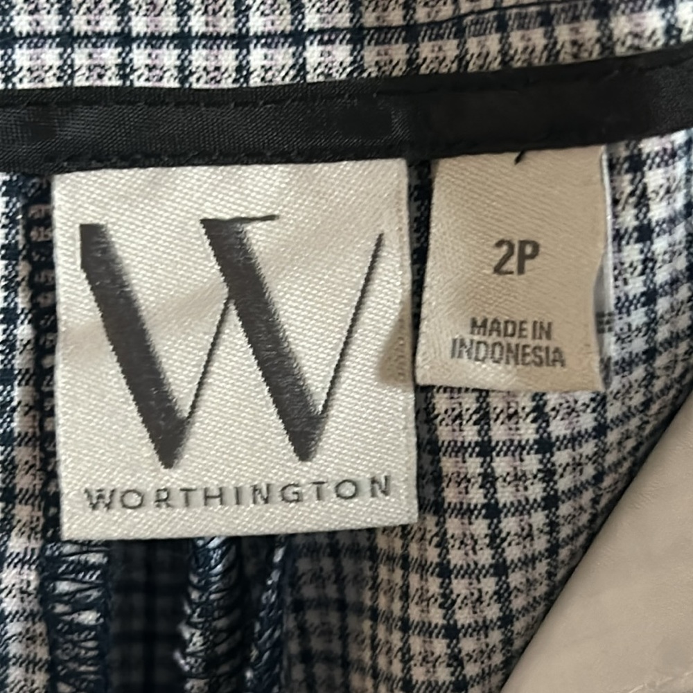 New Worthington Women’s Plaid Checked Petite Wide Leg Trouser Ankle Pant - Picture 7 of 12